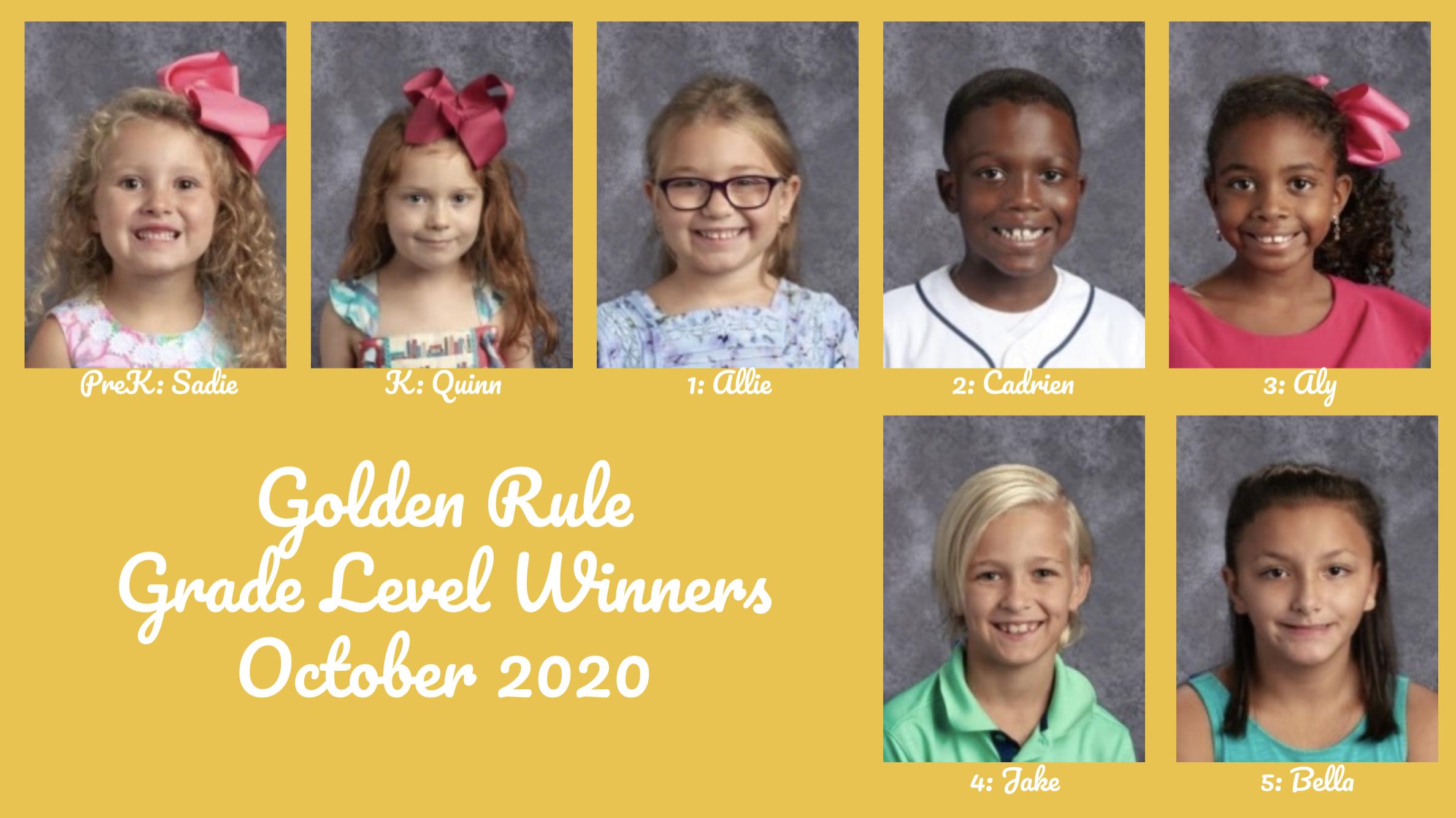 Photos of Grade Level Golden Rule Honorees